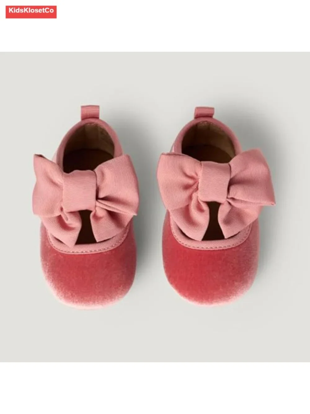 Baby Girls Mary Jane Shoes with Bow Detail Velvet Upper